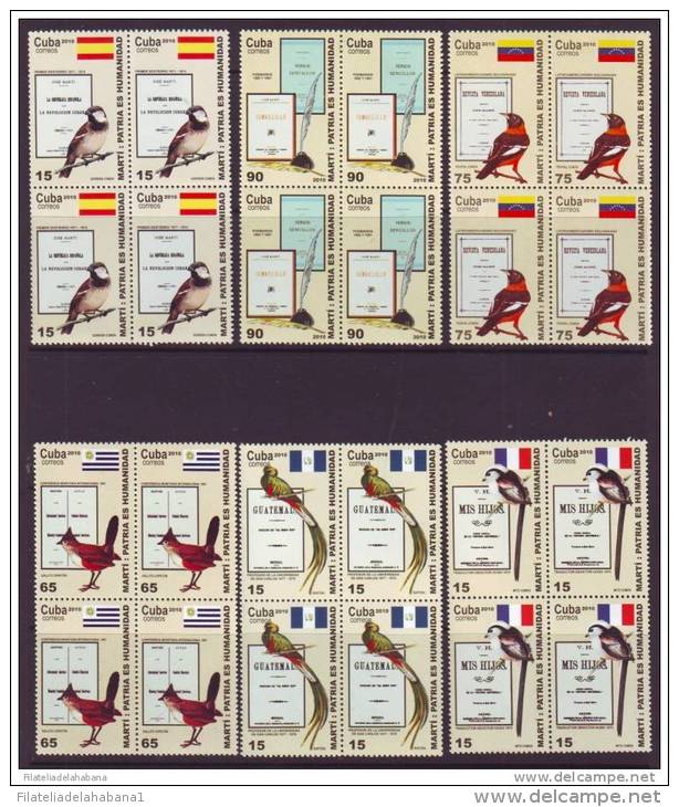 2010.22 CUBA MNH 2010 COMPLETE SET JOSE MARTI BIRD. AVES DE AMERICA. BLOQUE 4 - Unused Stamps