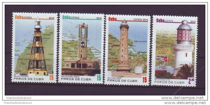 2010.29 CUBA MNH 2010 COMPLETE SET HEADLIGHTS. FAROS DE CUBA. - Neufs