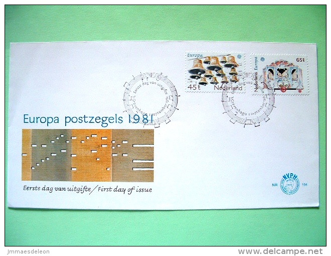 Netherlands 1981 FDC Cover - Europa CEPT - Music Carillon - Barrel Organ - Lettres & Documents