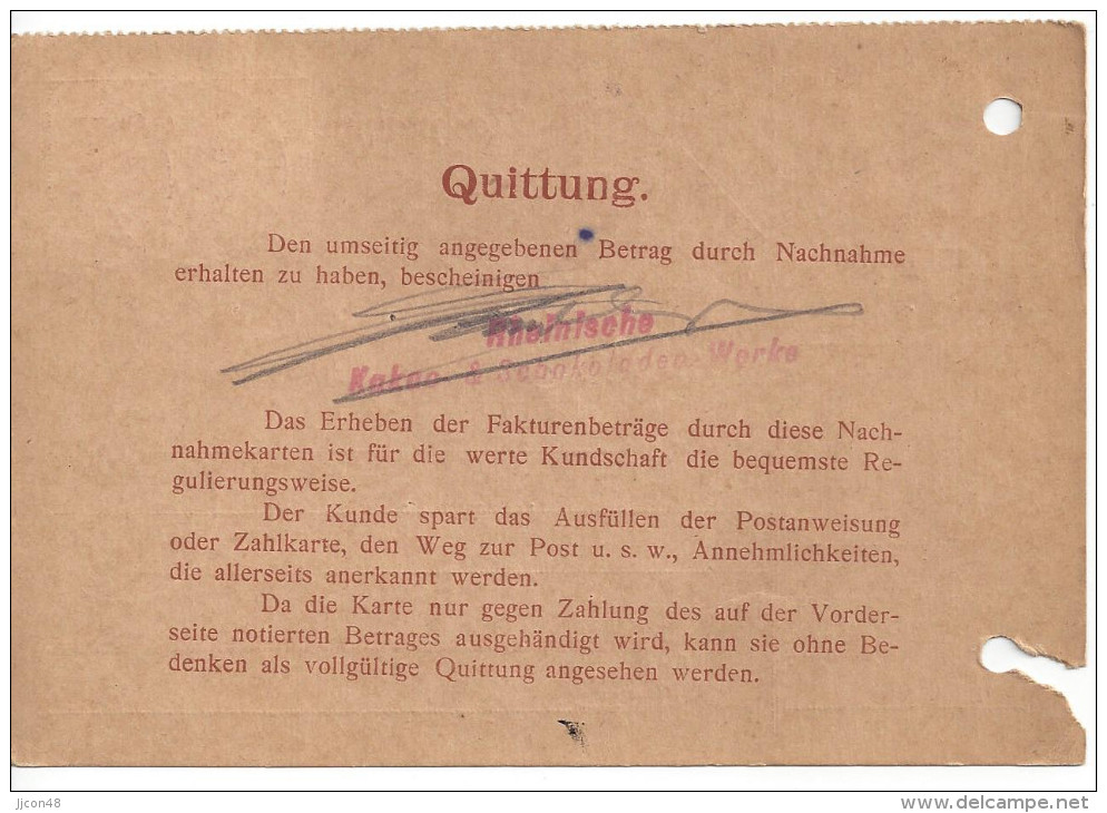 Germany 1914 Nachnahme (Gruber & Comp. Mannheim - Eisenberg 3.3.14) Mi.84 I - 85 I - Autres & Non Classés