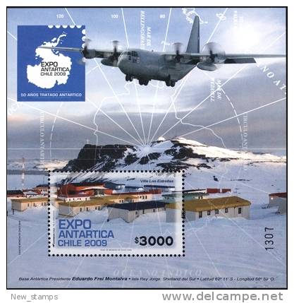 Chile 2009 Antarctic Treaty Airplane SS MNH - Other & Unclassified