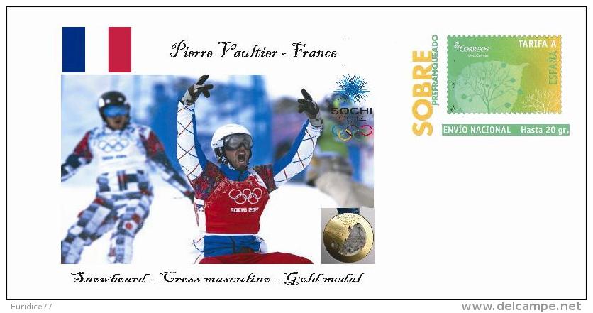 Spain 2014 - XXII Olimpics Winter Games Sochi 2014 Golds Medals Special Prepaid Cover - Pierre Vaultier - Winter 2014: Sotschi