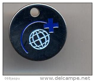 Porte Clef Jeton De Caddie Croix Bleue - Jetons De Caddies