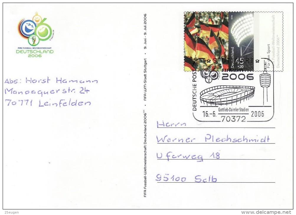 GERMANY 2006 FOOTBALL WORLD CUP GERMANY POSTCARD WITH POSTMARK  /  R 18 / - 2006 – Germany