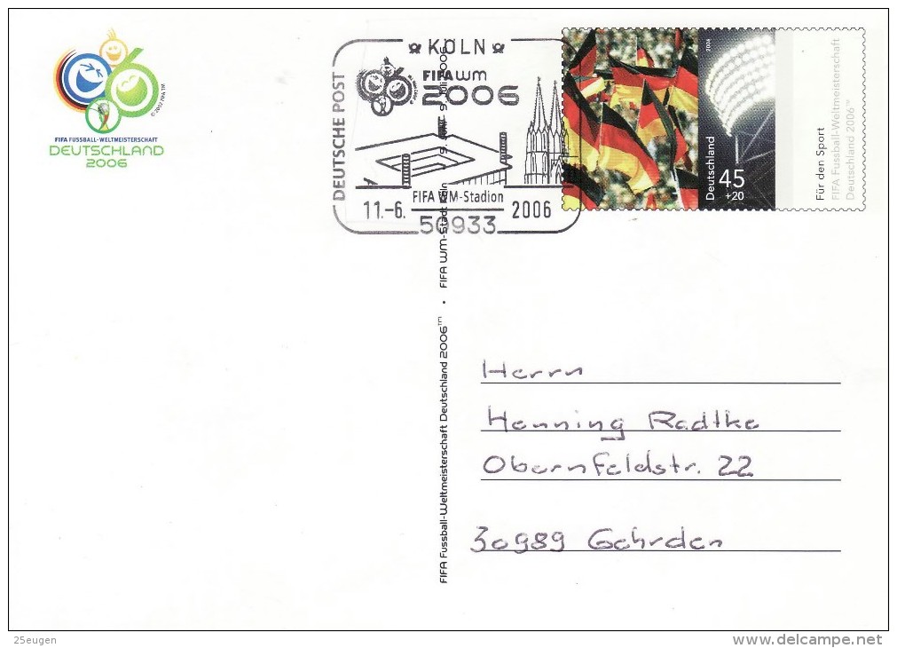 GERMANY 2006 FOOTBALL WORLD CUP GERMANY POSTCARD WITH POSTMARK  /  R 21 / - 2006 – Germany