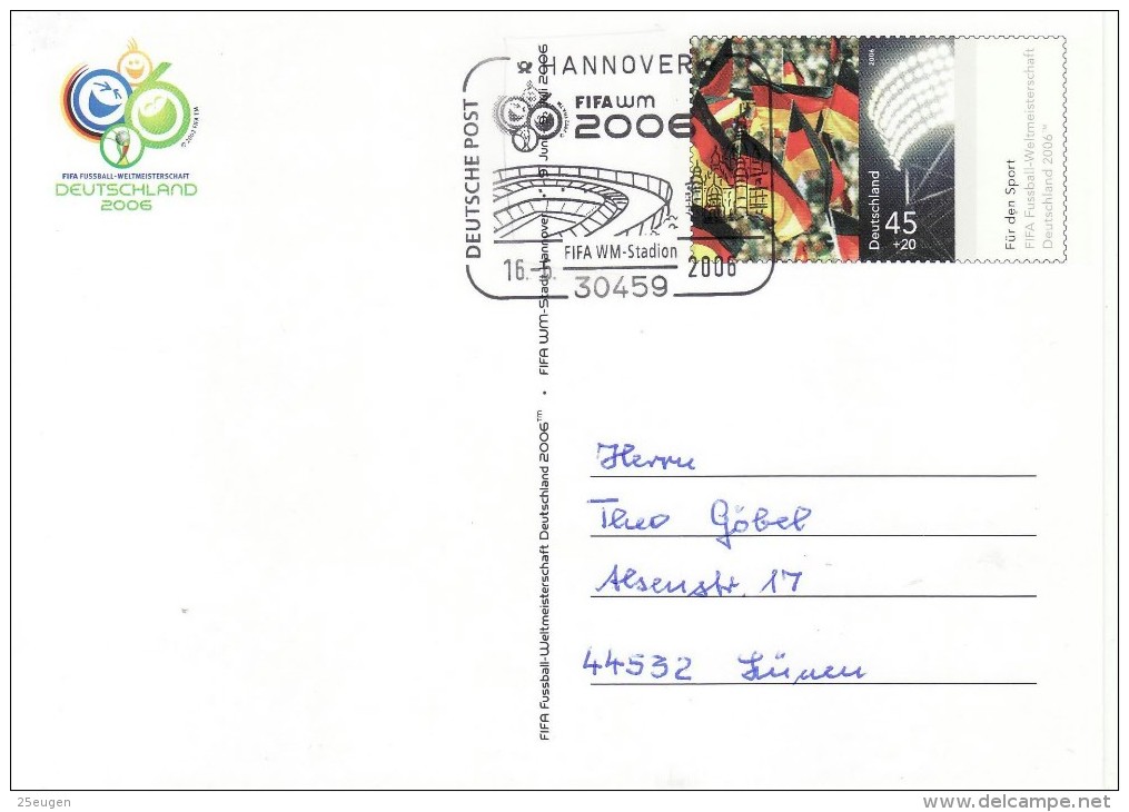 GERMANY 2006 FOOTBALL WORLD CUP GERMANY POSTCARD WITH POSTMARK  /  R 22 / - 2006 – Germany