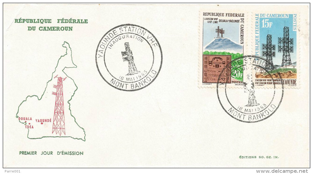 Cameroon Cameroun 1963 Mont Bankolo Yaounde Station VHF Radio Communication FDC Cover - Kamerun (1960-...)