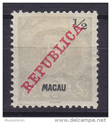 Macau 1911 Mi. 142    König Carlos I. Overprinted In Red REPUBLICA, MH* - Ongebruikt