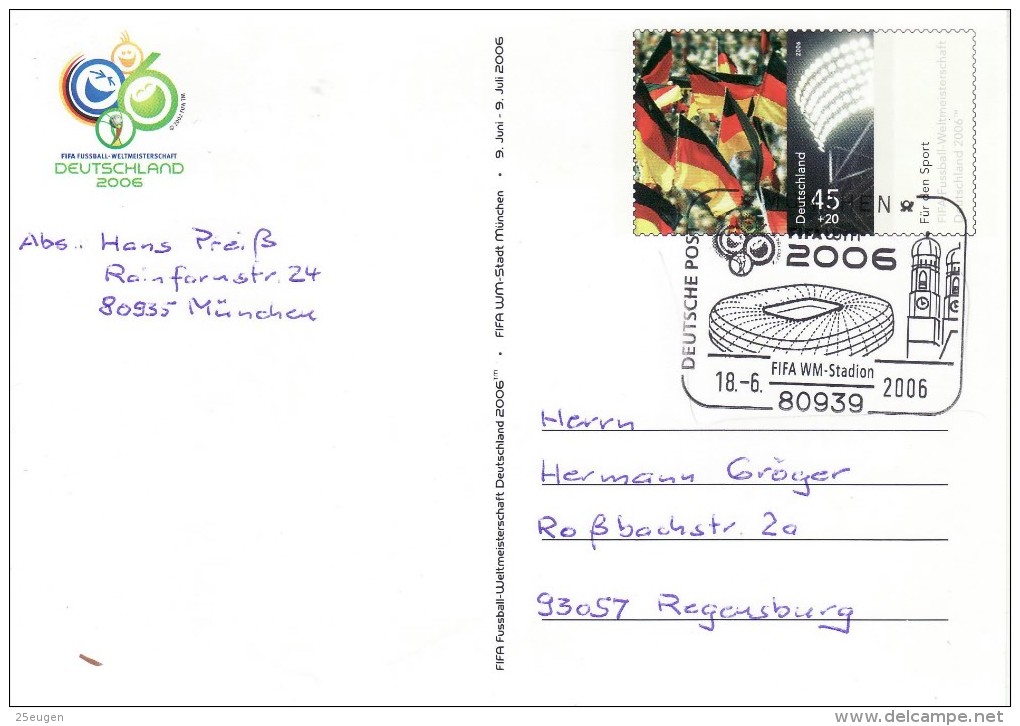 GERMANY 2006 FOOTBALL WORLD CUP GERMANY POSTCARD WITH POSTMARK  /  R 35 / - 2006 – Germany