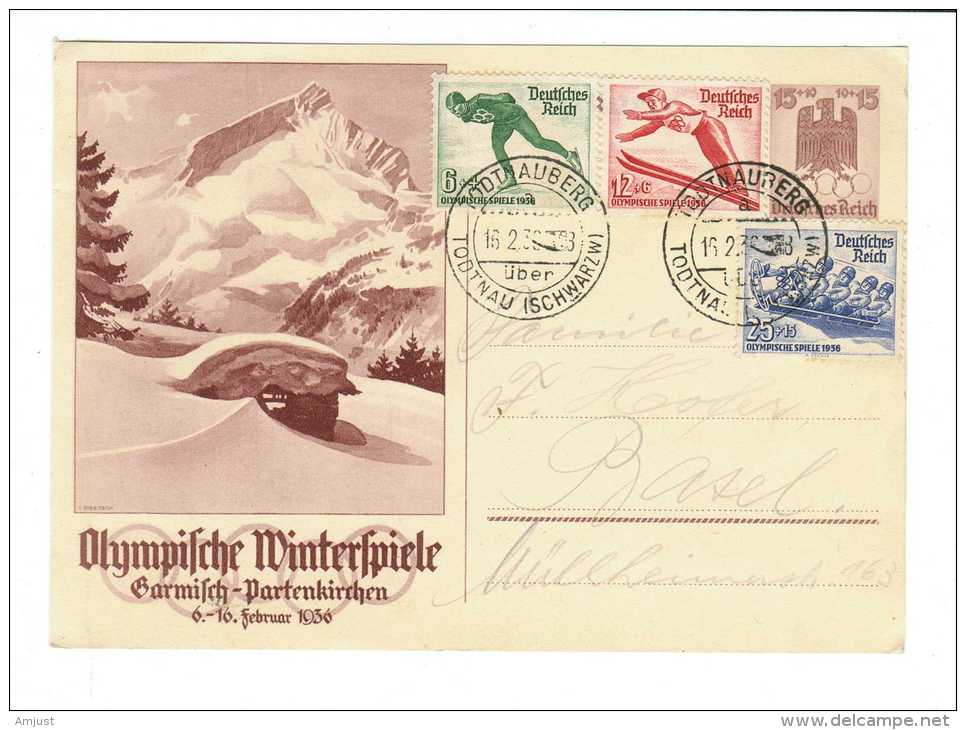 Jeux Olympiques Garmisch-Partenkirchen 1936 // Entier Postal Et Timbres - Winter 1936: Garmisch-Partenkirchen