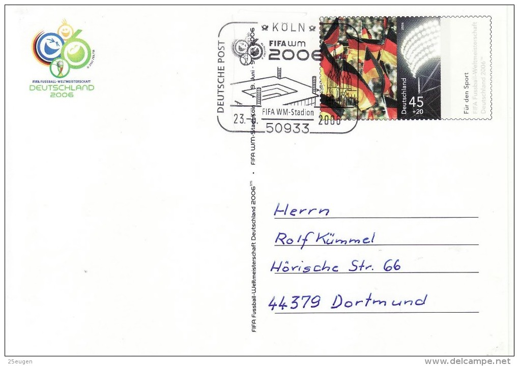 GERMANY 2006 FOOTBALL WORLD CUP GERMANY POSTCARD WITH POSTMARK  /  R 40 / - 2006 – Germany