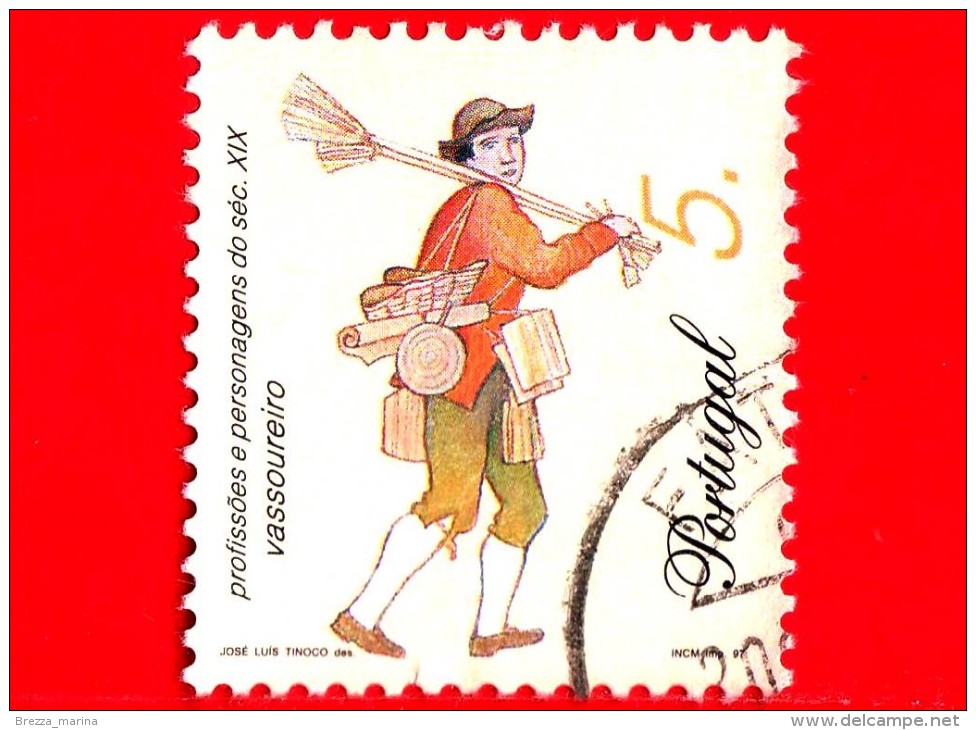 PORTOGALLO - USATO - 1997 - Professioni E Personaggi Del XIX Secolo - Venditore Di Scope - Vassoureiro - 5 - Used Stamps