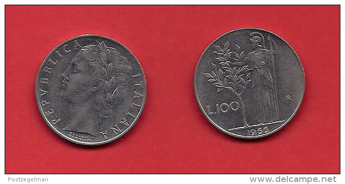 ITALY, 1966, Circulated Coin XF, 100 Lire, Stainless Steel, KM96, C1928 - 100 Lire