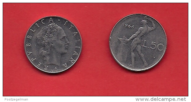 ITALY, 1966, Circulated Coin XF, 50 Lire, Stainless Steel, KM95, C1922 - 50 Lire