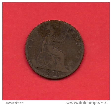 UK, 1890, Circulated Coin VF, 1 Penny, Young Victoria, Bronze, C1948 - D. 1 Penny