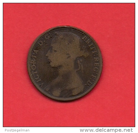 UK, 1891,, Circulated Coin VF, 1 Penny, Young Victoria, Bronze, C1949 - D. 1 Penny