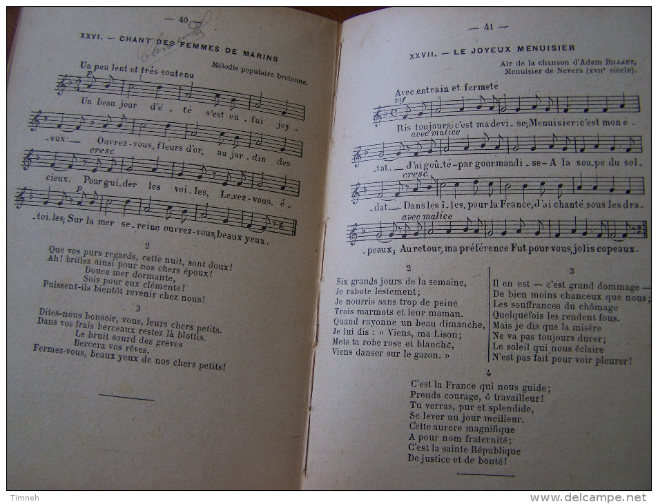 CHANTS POPULAIRES POUR LES ECOLES 2e Série POESIES BOUCHOR MELODIES TIERSOT 1906  Librairie HACHETTE - Musique