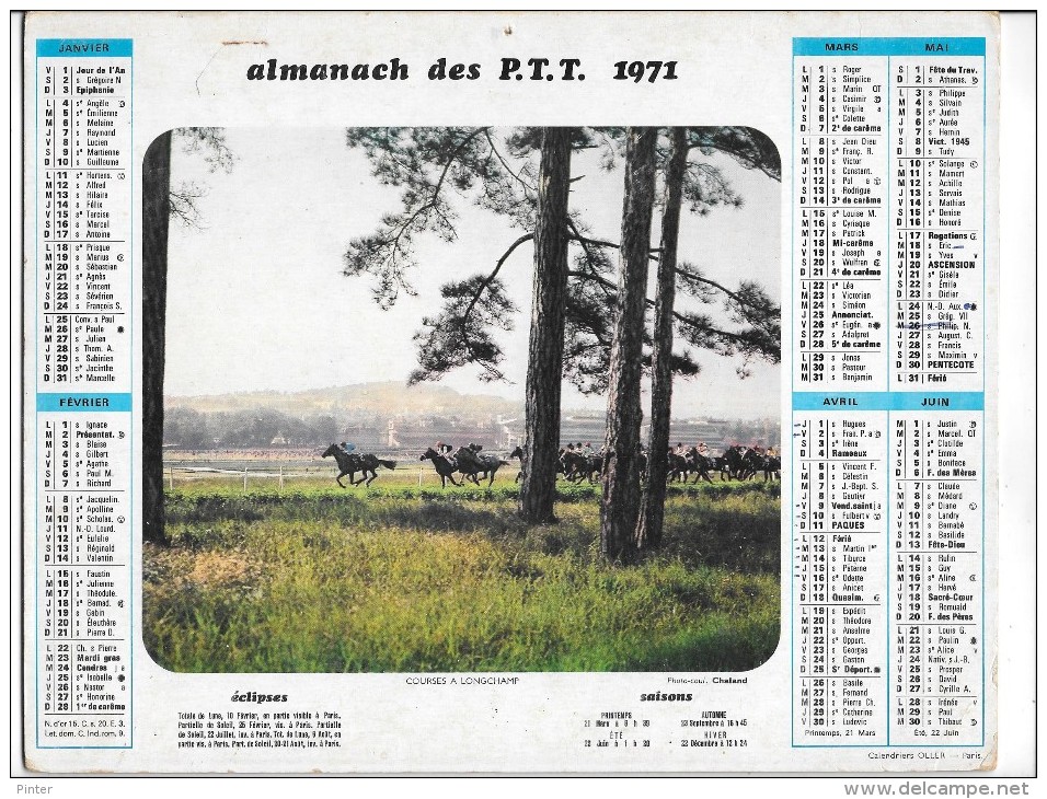 CALENDRIER - ALMANACH DES POSTES ET DES TELEGRAPHES - ANNEE 1971 - Grand Format : 1971-80