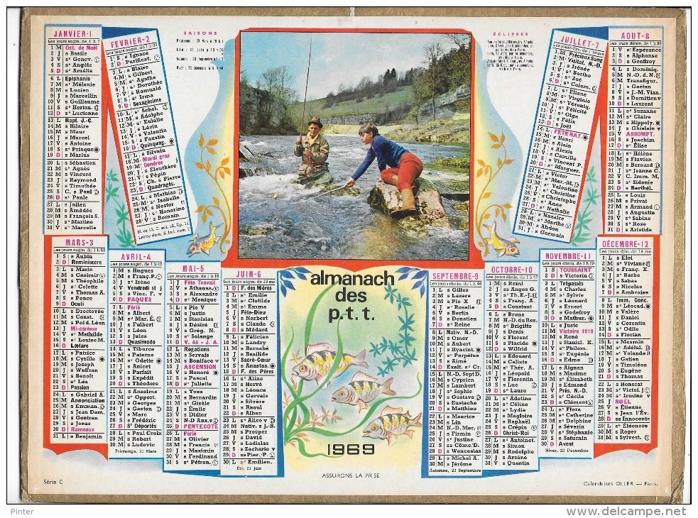 CALENDRIER - ALMANACH DES POSTES ET DES TELEGRAPHES - ANNEE 1969 - Grand Format : 1961-70