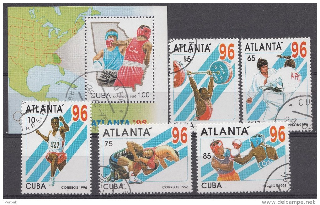 Cuba 1995 Serie+blok  Oblitérés / Used / Gestempeld - Zomer 1996: Atlanta