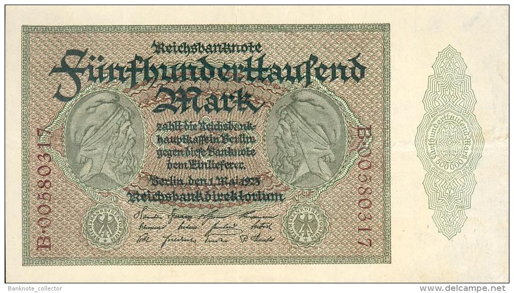 Deutschland, Germany - 500 000 Mark, Reichsbanknote, Ro. 87 B,  ( Serie B ) XF ( II ), 1923 ! - 500000 Mark