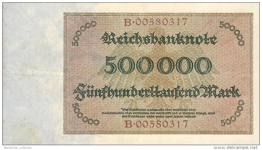 Deutschland, Germany - 500 000 Mark, Reichsbanknote, Ro. 87 B,  ( Serie B ) XF ( II ), 1923 ! - 500000 Mark