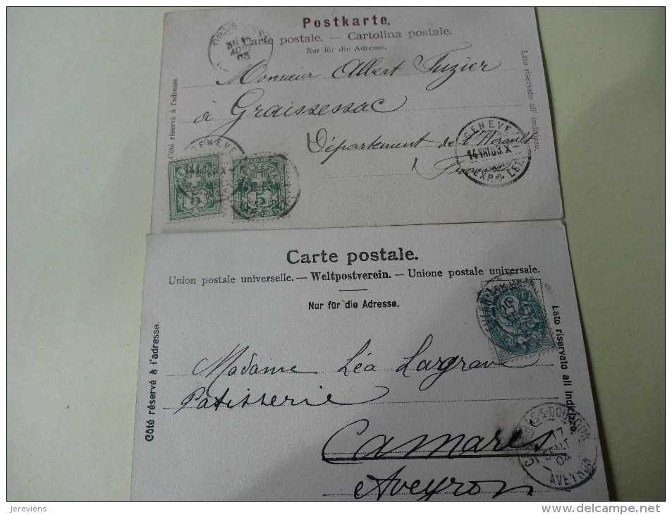 Souvenir Du Chateau Chillon Lot De 2 CP 1903 - Autres & Non Classés