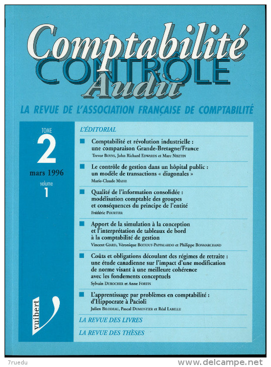 Comptabilité Controle Audit Revue De L'association Française De Comptabilité 1996 9782711734023 - 18+ Years Old