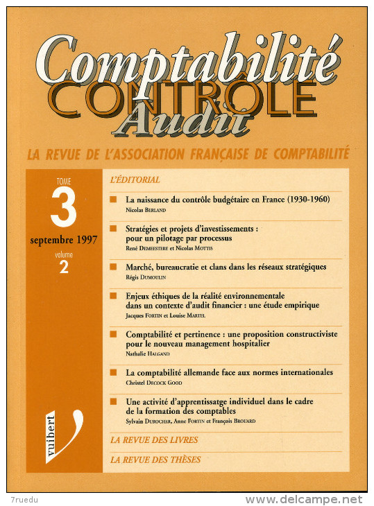 Comptabilité Controle Audit Revue De L'association Française De Comptabilité 1997 9782711734054 - 18+ Years Old