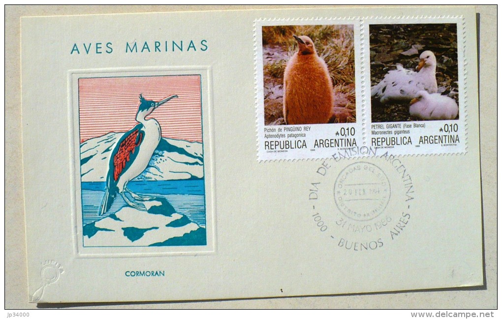 ARGENTINE MANCHOTS, PINGOUINS, Philatelie Polaire, FDC  Premier Jour 31/05/1986 - Pingouins & Manchots