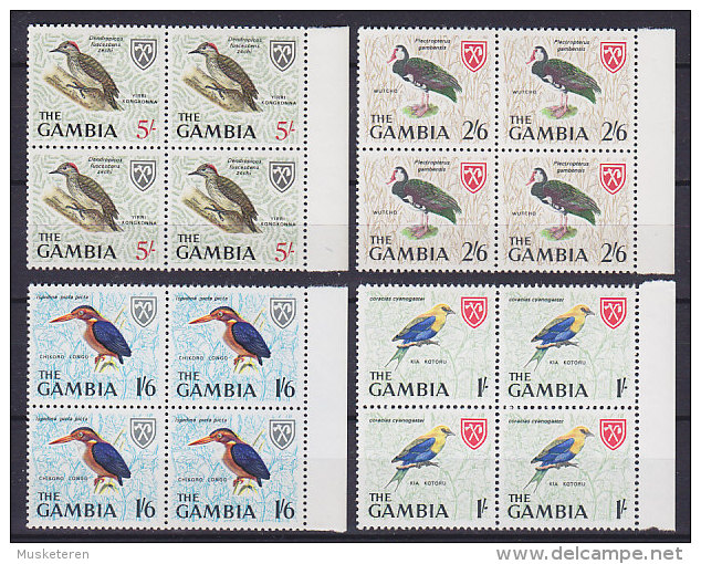 Gambia 1966 Mi. 217-220 1 Sh, 1´6 Sh´P, 2´6 Sh´P, 5 Sh Bird Vogel Oiseau 4-Blocks, MNH** - Gambie (1965-...)