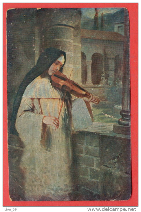 142762 / Germany  Art  Hermann Kaulbach - " AVE MARIA " MUSIC Violin Violon VEILING NUN  WOMAN - EAS 141 - Kaulbach, Hermann