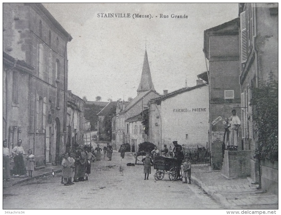 CPA Stainville. Meuse. Rue Grande .Animée. Ostier Avec Cariole? A Voir De Près!!! - Sonstige & Ohne Zuordnung