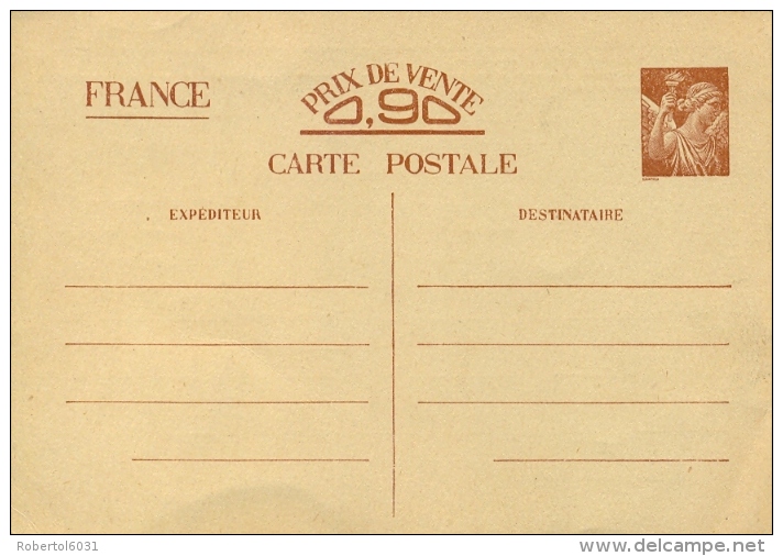 France 1941 German Occupation Postal Stationery Postcard 90 C. Iris Unused - 1939-44 Iris