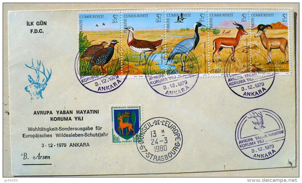 TURQUIE Faisan, Oiseaux, Mammiferes (Yvert N°2270/74) FDC 03/12/1979 A Ankara - Hoendervogels & Fazanten