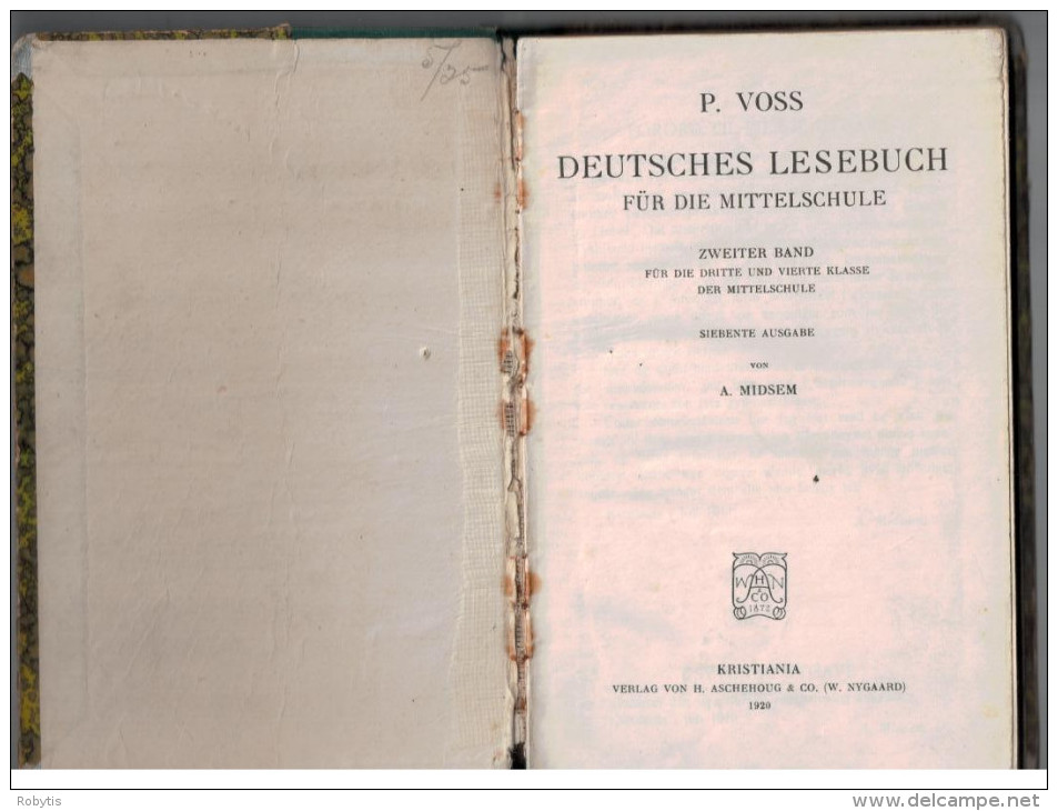 German  Deutsces  Book 1919  Deutsches Lesebuch - Libros Antiguos Y De Colección