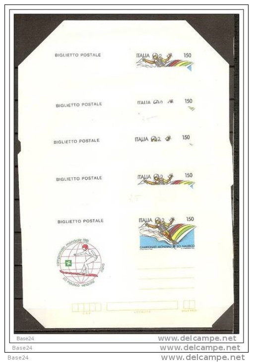 1981 Italia Italy Repubblica 5 BIGLIETTI POSTALI  B51 Con L.150 SCI NAUTICO - Wasserski