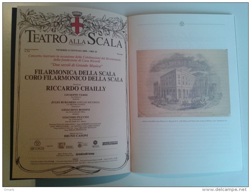 Lib253 Ricordi Teatro Alla Scala Milano, Ricordi Due Secoli Grande Musica Verdi, Rossini, Puccini Otello Tell Turandot - Cinema & Music