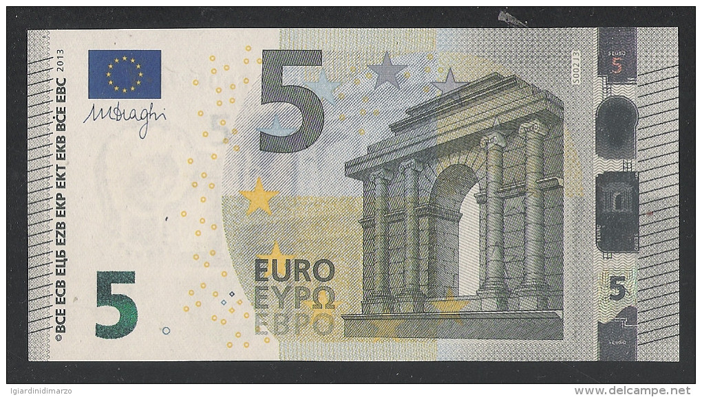 EURO - 2013 - BANCONOTA DA 5 EURO FIRMA DRAGHI  SERIE SD (S002J3) - NON CIRCOLATA (FDS-UNC) - OTTIME CONDIZIONI. - 5 Euro