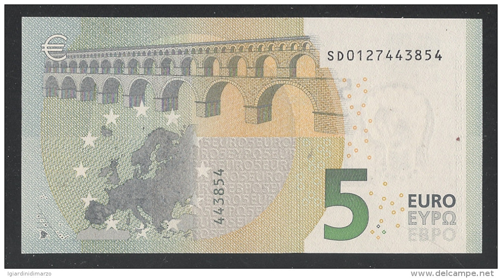 EURO - 2013 - BANCONOTA DA 5 EURO FIRMA DRAGHI  SERIE SD (S002J3) - NON CIRCOLATA (FDS-UNC) - OTTIME CONDIZIONI. - 5 Euro