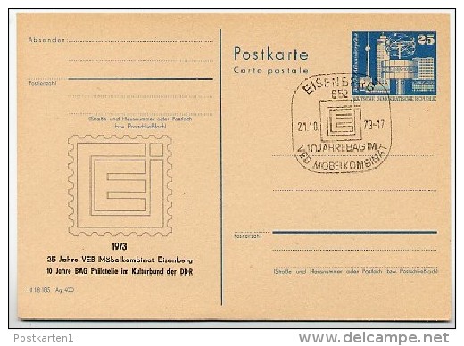 DDR P80-2-73 C2 Postkarte PRIVATER ZUDRUCK Möbelkombinat Eisenberg Sost. 1973 - Private Postcards - Used