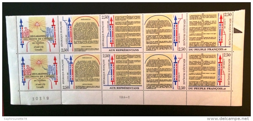 FRANCE 1989 - Double Bande Avec Vignette 2605A - Unused Stamps