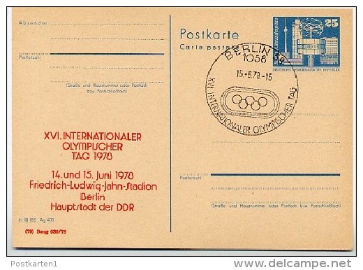 DDR P80-1d-78 C8-b Postkarte PRIVATER ZUDRUCK Olympischer Tag Berlin Sost. 1978 - Private Postcards - Used