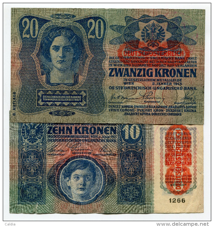 Hongrie Hungary Ungarn SET "" Pest-Pilis-Solt-Kiskun Varmegye "" 10 Kronen 1915 + 20 Kronen 1913 - Hungary