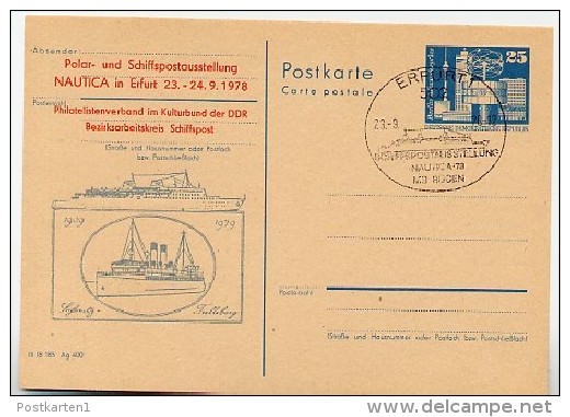 DDR P80-2-78 C9 Postkarte PRIVATER ZUDRUCK Fährschiffe Sassnitz Erfurt Sost. 1978 - Private Postcards - Used