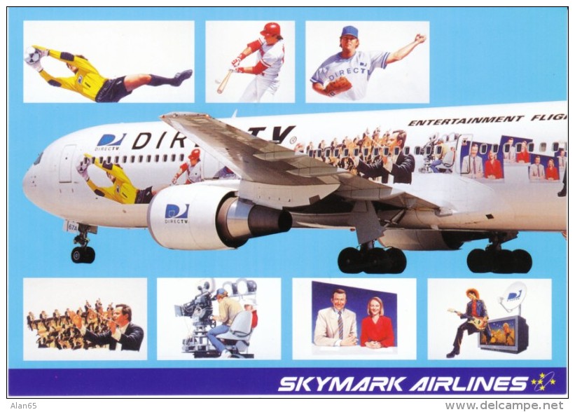 Skymark Airlines, Commericial Jet Plane 767, Soccer Baseball Direct TV Advertisemtn On Plane C2000s Vintage Postcard - 1946-....: Era Moderna