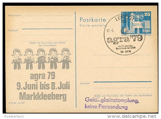 DDR P80-7-79 C15 Postkarte PRIVATER ZUDRUCK Landwirtschaftsausstellung  Agra Sost. 1979 - Cartoline Private - Usati