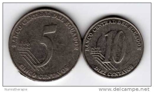 Equateur Ecuador : Lot De 2 Pièces : 5 & 10 Centavos An 2000 - Ecuador