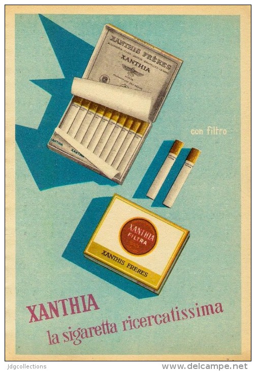 # XANTHIA CIGARETTES Belgique Belgie 1950s Advert Pubblicità Publicitè Reklame Sigarette Cigarrillos Zigaretten Tabak - Andere & Zonder Classificatie