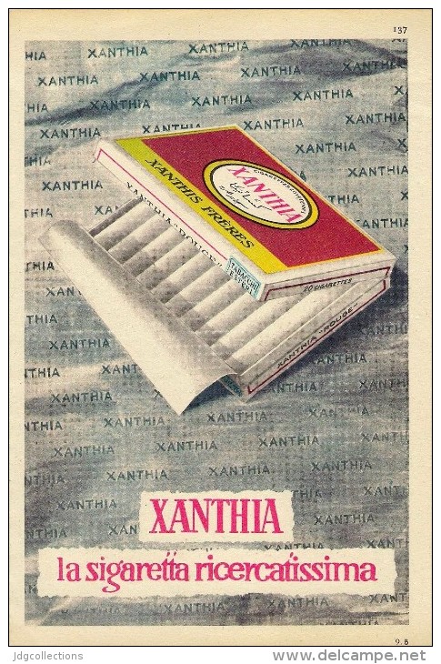 # XANTHIA CIGARETTES Belgique Belgie 1950s Advert Pubblicità Publicitè Reklame Sigarette Cigarrillos Zigaretten Tabak - Sonstige & Ohne Zuordnung